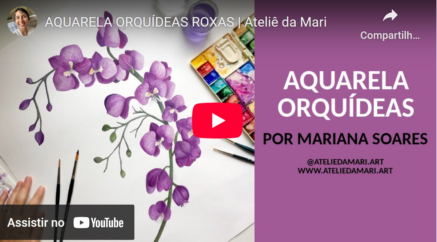 Aquarela Orquídeas Roxas | Ateliê da Mari